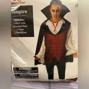 Men's Vampire Halloween Costume with Red and Black Vest BRAND NEW